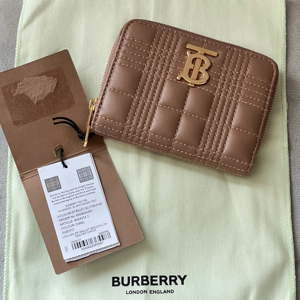 Burberry Brown Quilted Wallet with Gold Logo